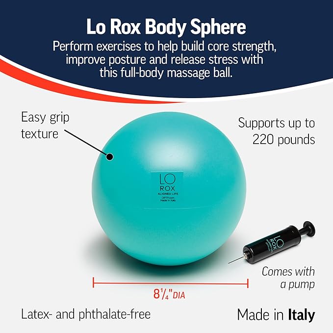 OPTP Lo Rox Body Sphere with Pump - Inflatable Small Pilates Ball with Pump for Exercise, Massage, and Core Workouts — from Lauren Roxburgh
