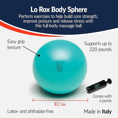 OPTP Lo Rox Body Sphere with Pump - Inflatable Small Pilates Ball with Pump for Exercise, Massage, and Core Workouts — from Lauren Roxburgh