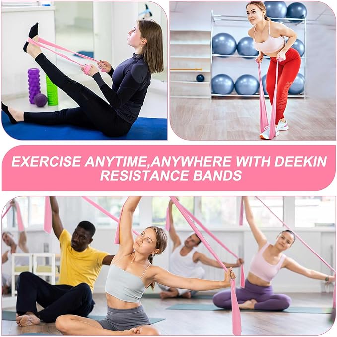 DEEKIN 10 Pcs Resistance Bands Professional Exercise Elastic Bands Latex-Free Yoga Starter Set for Pilates, Physical Therapy, Strength Training, Yoga, Working Out for Women Home Gym
