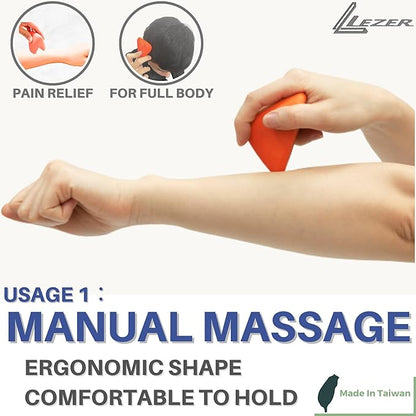LEZER Trigger Massage Point, Manual Massage Ball, Hip Hook, Muscle Knot Release Tool, Deep Tissue Relief, Hip Flexor Iliacus Back Psoas Hand Foot Myofascial, Physical Therapy, 2.9 inｘ2.1 in（Orange）