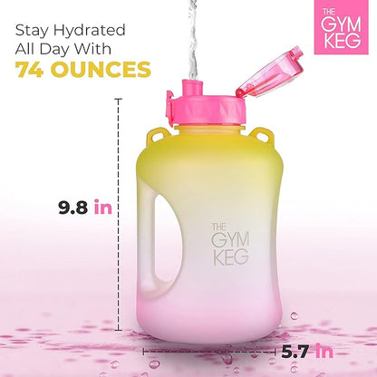 THE GYM KEG 1 Gallon Water Bottle (128oz) I 3.78l Big Water Jug I 128 oz Sports Bottle with Straw and Motivational Time Markings I Large Reusable Bottle | BPA-Free Plastic I Leakproof