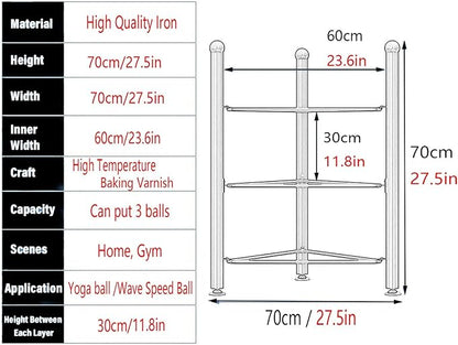 Balance Ball Half Rack, Iron Exercise Balls Holder for Home Gym, Floor Stand Balance Trainer Shelf