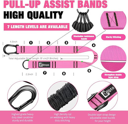 Pull Up Assistance Bands,Up to 300 lbs Assistance,Adjustable Heavy Duty 4 Pull Up Bands with Handle and Door Anchor for Home Gym Fitness Exercise Strength Training Workout Equipment
