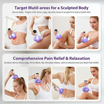 Lymphatic Drainage Massager, Anti Cellulite Massage Tool For Thigh & Belly Stretch Marks & Cellulite Reduction, Handheld Massage tools for Sciatica Nerve, Legs, Arms, Hip, Muscle, Low Back Pain Relief