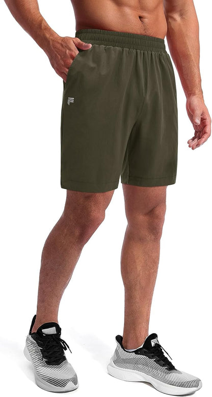 Running Shorts for Men 7 inch Inseam 2 in 1 Quick Dry Athletic Gym Workout Tennis Shorts with Phone Pockets