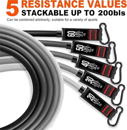 Resistance Bands Set, 200 lbs Heavy Duty Exercise Bands by EZD, Includes Handles, Door Anchor and Ankle Straps, for Home Workout, Strength Training, Physical Therapy, Full Body Workout