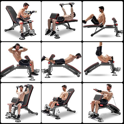 Adjustable Weight Bench multi-function Workout Bench for Home Gym,Foldable Incline Decline Benches for Full Body Workout 660LBS