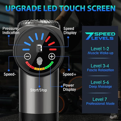 TOLOCO Massage Gun, Deep Tissue Back Massage for Athletes for Pain Relief, Percussion Massager with 10 Massages Heads & Silent Brushless Motor, Valentines Day Gifts for Him Her, Grey