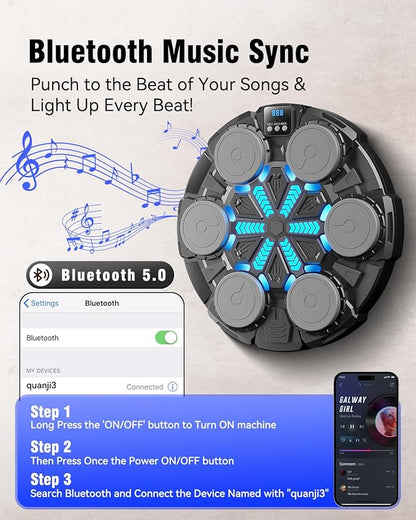 Upgraded Music Punching Machine for Kids and Adults, Wall Boxing Punching Pad with Bluetooth & Rhythm Lights, 3 Speed Modes, Home Fitness Boxing Equipment with Gloves for Boys Girls Teenagers