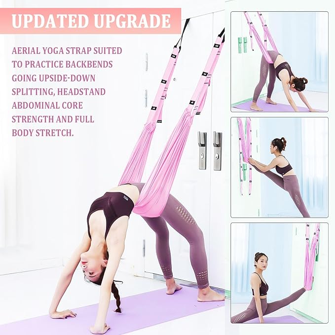Leg Stretcher Strap Adjustable Fitness Strap Band for Waist Trainer Stretching Door Swing Flexibility Tensile Trainer with Carrying Pouch Back Bend Go Upside-Down for Yoga Practitioner Ballet Dancer Gymnastics Exercises