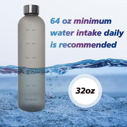 32oz Water Bottles with Times to Drink, Motivational Water Bottle with Time Marker, BPA Free Reusable Water Bottle with Hydrating Reminder for Gym Fitness Workout Travel
