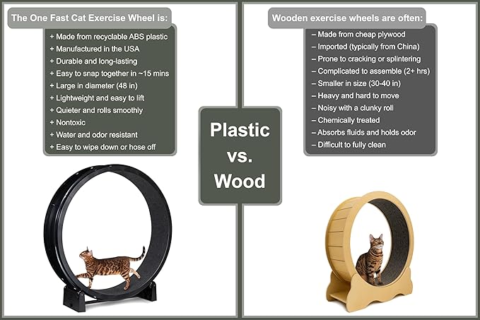 One Fast Cat - Cat Exercise Wheel - Gen. 7 - Safe 48" Diameter - Made in The USA - Black Wheel with Tropical Frogs Foam Traction Pads and Light-Up LED Inline Wheels