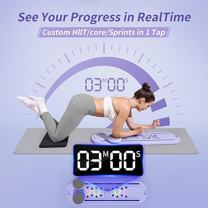 Pilates Board Reformer 15-in-1: Split & Foldable Design, Portable Home Gym with Digital Display, Resistance Bands, Balance Board for Women's Full Body & Core Training