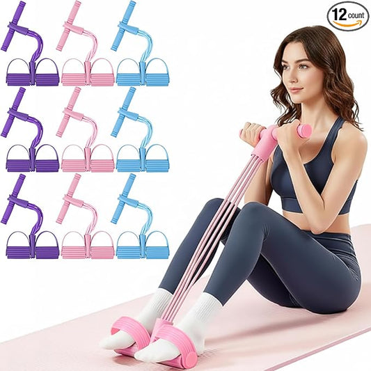 Soulchen 9/12 Pcs Resistance Bands with Handles 6 Tube Elastic Pedal Ankle Puller Rope Fitness Multifunction Yoga Tension Equipment Stretching Bands for Abdomen Waist Arm Leg Slimming Training