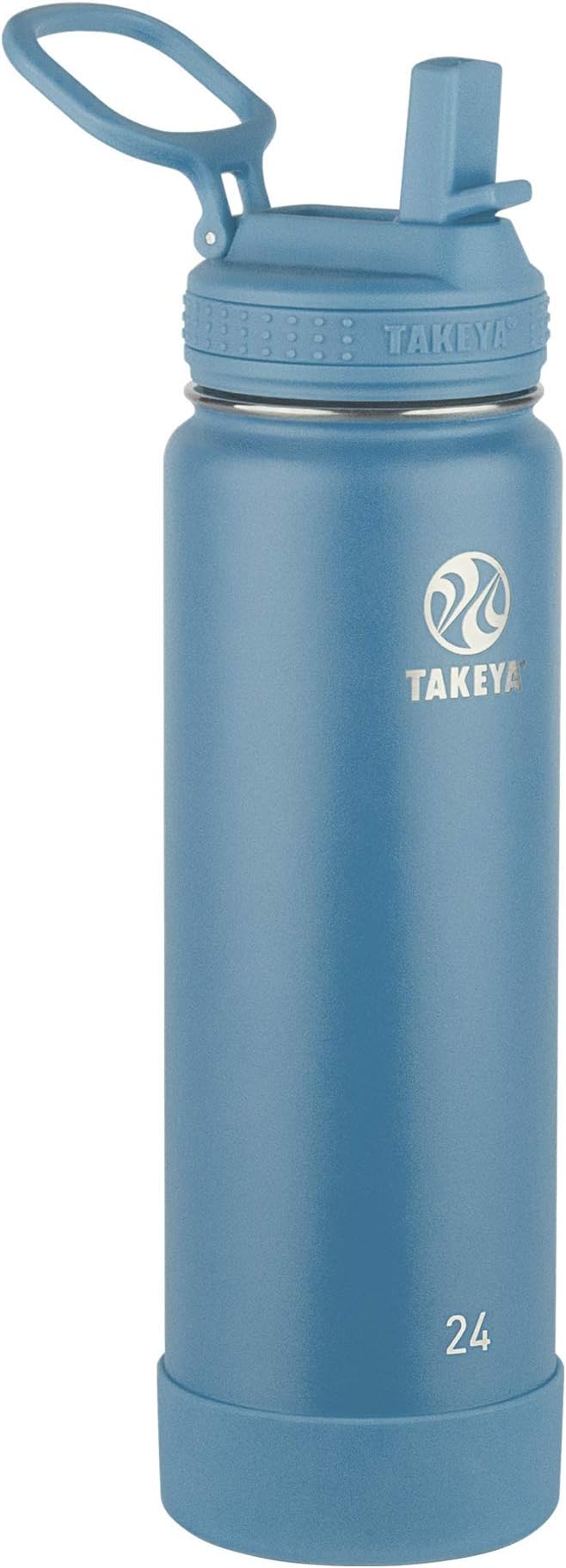 Takeya 24 oz Actives Stainless Steel Water Bottle with Straw Lid – Leakproof, Double-Wall Insulated, Keeps Drinks Cold 24 hrs/Hot 12 hrs, BPA-Free, Powder-Coated, Gym & Travel, Bluestone