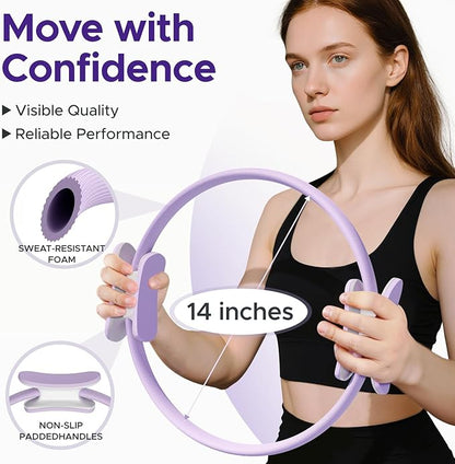 Pilates Ring Kit for Women, Pilates Equipment Accessories, Home Workout Set with Magic Circle, Mini Exercise Ball, Ankle Resistance Bands & Yoga Socks, for Fitness, Toning & Better Me Gifts