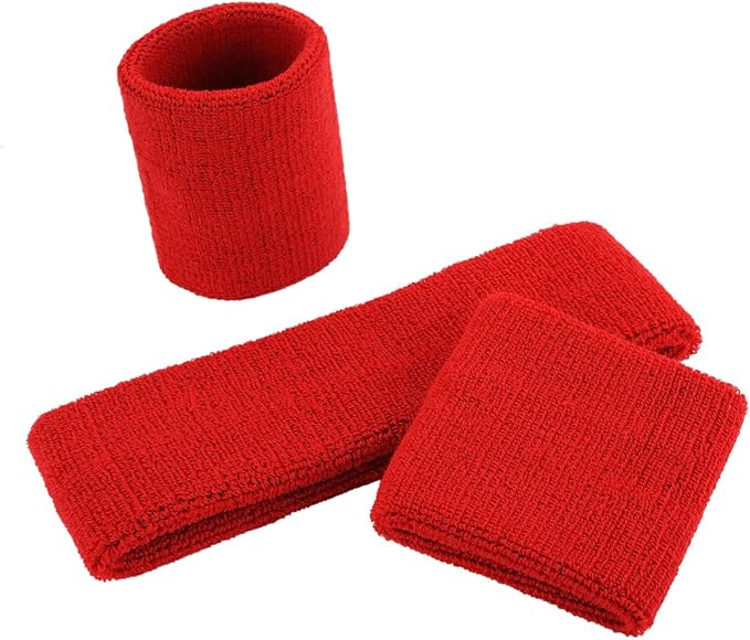 ONUPGO Sweatband Set Sports Headband Wristband Set Sweatbands Terry Cloth Wristband Wrist Sweatband Headbands Moisture Wicking Sweat Absorbing Head Band