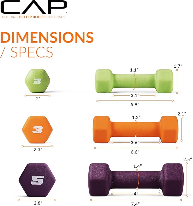 CAP Barbell Neoprene Dumbbell Weights Pairs & Sets | Multiple Colors