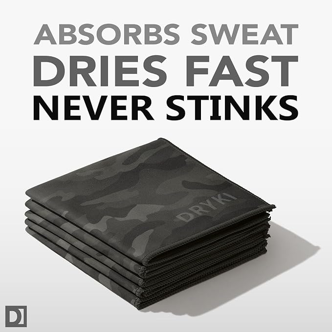 Pocket-Sized Sweat Towels - The Original Sweat Absorbing Handkerchiefs - Quick-Dry Microfiber Sweat Rags for Face, Hands, & Body - Men & Women - Gym, Sports, and Work (Moss Camo: 5 Pack)