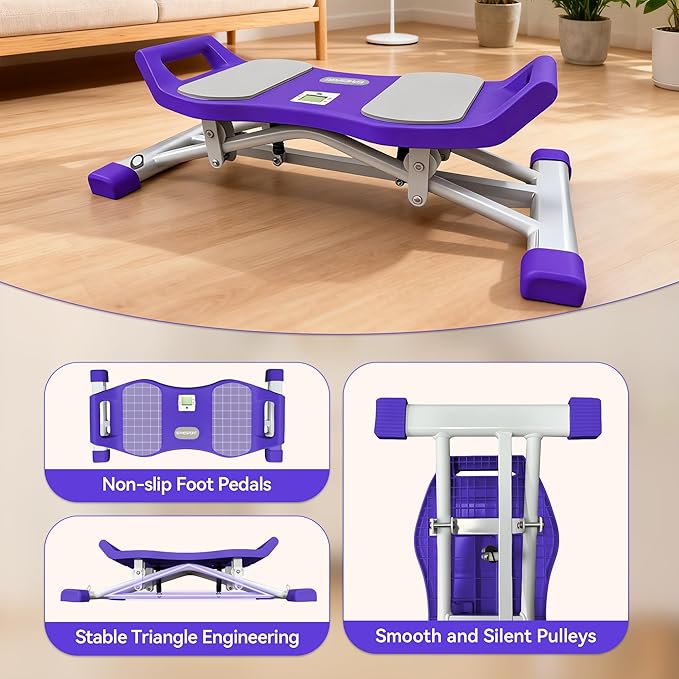 EPHESPORT Rocking Balance Board with Resistance Bands – Ski-Inspired Stepper for Core & Stability Training, LCD Monitor, 300 lbs Capacity, Wobble Fitness Trainer for Home Gym