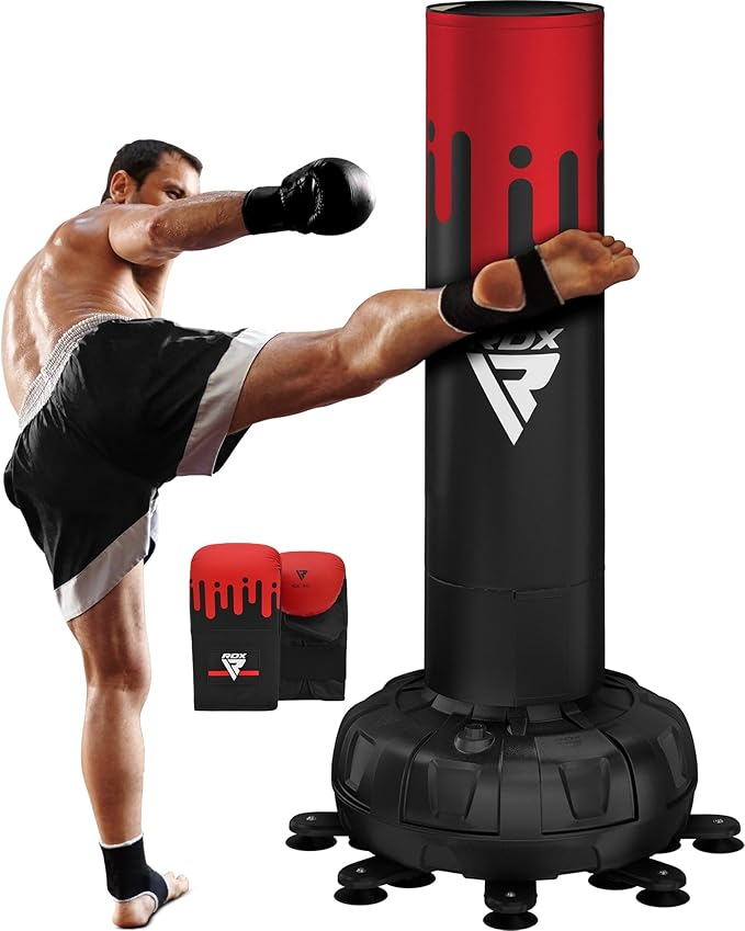 RDX XXL 330LBS Freestanding Punching Bag with Cover & Gloves – 72” Adult Heavy Pedestal Punch Bag Set - 17 Suction Cup 8 Extended Legs Stand Base - Kick Boxing MMA Home Gym Fitness
