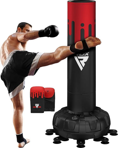 RDX XXL 330LBS Freestanding Punching Bag with Cover & Gloves – 72” Adult Heavy Pedestal Punch Bag Set - 17 Suction Cup 8 Extended Legs Stand Base - Kick Boxing MMA Home Gym Fitness