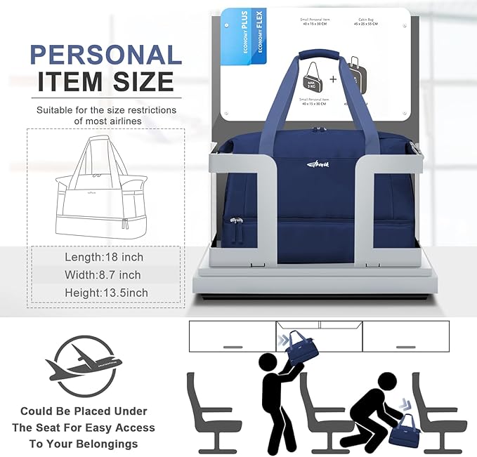 ETRONIK Gym Bag for Women, Personal Item Travel Bag with Shoes Compartment, Weekender Overnight Duffel Bag with Wet Pocket & USB Charging Port, Carry On Bag for Women, Travel, Gym, Weekend