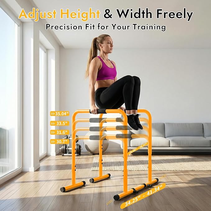 NEWBULIG Dip Bar Station, Adjustable Pull Up Bar for Doorway with Soft High-Density Foam Handles, Heavy Duty Dip Stands for Home, Gym, Patio, Office