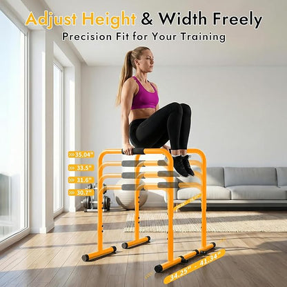 NEWBULIG Dip Bar Station, Adjustable Pull Up Bar for Doorway with Soft High-Density Foam Handles, Heavy Duty Dip Stands for Home, Gym, Patio, Office