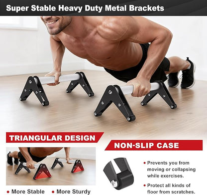 Push Up Bar - Heavy-Duty Stainless Steel Pushup Stands with Non-Slip Base, 500LB Capacity, Portable Home Gym Equipment for Strength Training & Floor Workouts