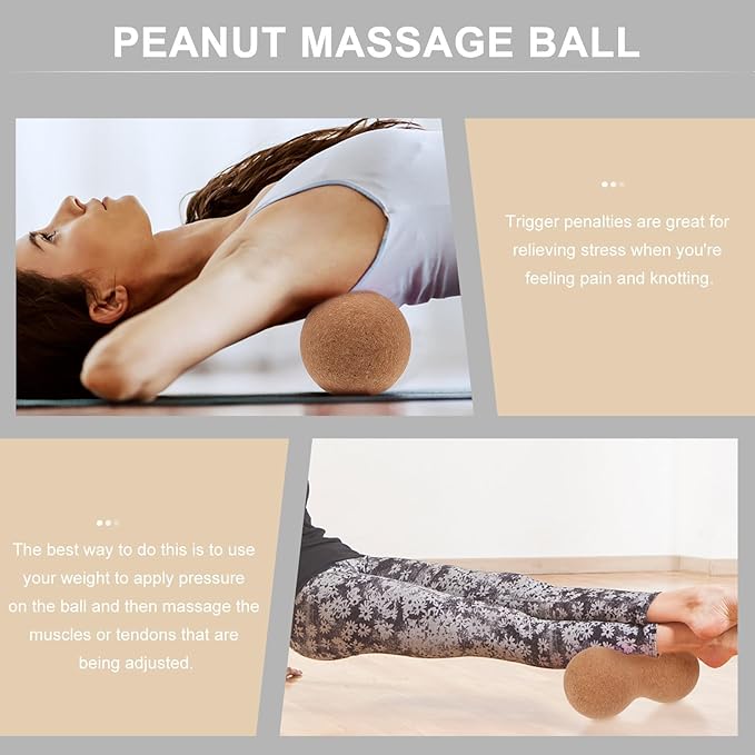 Peanut Shape Deep Tissue Massage Ball Eco-Friendly Wood Double Massage Roller for Muscle Relief and Fitness Exercise Therapy