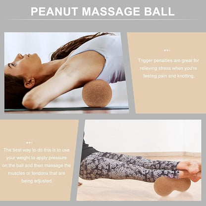 Peanut Shape Deep Tissue Massage Ball Eco-Friendly Wood Double Massage Roller for Muscle Relief and Fitness Exercise Therapy