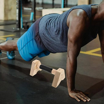 Wooden Parallette Bars Push up Stands with Non-slip Base Beech Wood Pushup Handles for Home Gym Strength Training Men and Women Calisthenics Equipment