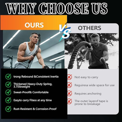 Soulyis Ropeless Battle Ropes for Quiet Home Gym - Cordless Training Rope, Weighted Workout Ropes for HIIT, No-Jump Training & Full-Body Exercise,Fitness Equipment for Men & Women