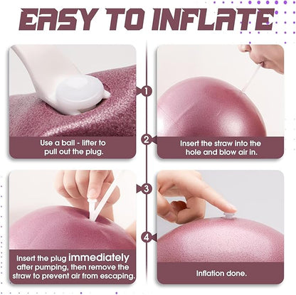 ROSAPOAR Small Exercise Ball - 9 Inch Mini Pilates Ball, Anti-Burst Yoga Ball for Stretching & Core Strength Workout, Physical Therapy & Yoga at Home Gym & Office