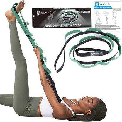 Premium Durable Stretch Straps with Loops, Stretching Strap for Physical Therapy, Multi-Loop Yoga Strap Fitness Exercise Strap for Yoga, Pilates, Dance, Flexibility&Exercise