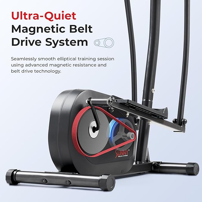 Sunny Health & Fitness Smart Upright Elliptical w/Pulse Sensor Built-in, Indoor Full-Body Cross-Training & Cardio Exercise Machine for Home, Free SunnyFit App Connection