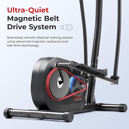 Sunny Health & Fitness Smart Upright Elliptical w/Pulse Sensor Built-in, Indoor Full-Body Cross-Training & Cardio Exercise Machine for Home, Free SunnyFit App Connection