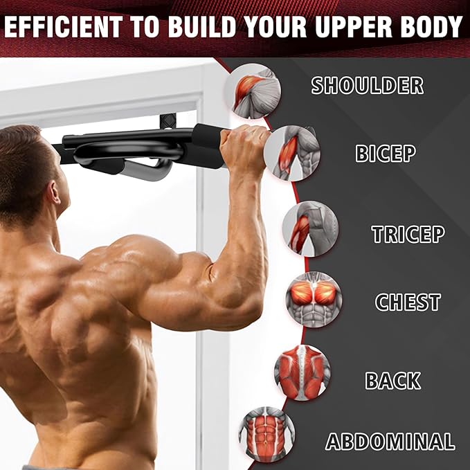 TOPOKO Upgrade Pull Up Bar for Doorway - Max Capacity 440 lbs, Portable Upper Body Workout Bar for Strength Training