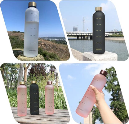 32oz Water Bottles with Times to Drink, Motivational Water Bottle with Time Marker, BPA Free Reusable Water Bottle with Hydrating Reminder for Gym Fitness Workout Travel