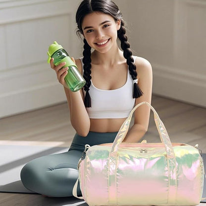 LEDAOU Gym Bag Sports Duffle Bags with Wet Pocket Weekender Overnight Bag with Shoe Compartment and Air Hole for Girls Kids Women Foldable Travel Bags