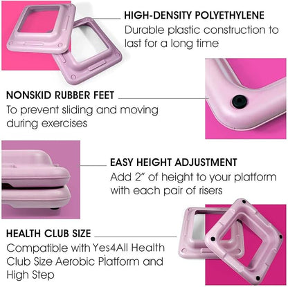 Yes4All 2-in-1 Adjustable Aerobic Step Platform Fitness Exercise Stepper with Rocker Balance Board Legs for Home Workout, Step Exercise & Balance Training