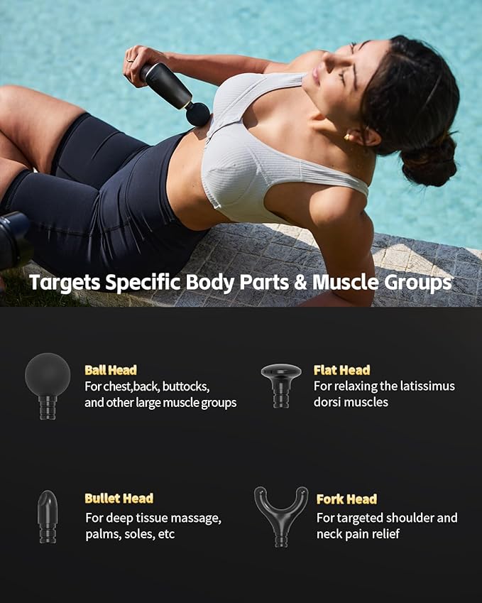 2-in-1 Detachable Percussion Massage Gun with Extension Handle, Back Massager for Pain Relief Deep Tissue Muscle Massager for Arm Shoulder Lower Back Thigh Waist, Gifts for Women , FSA-HSA Eligible