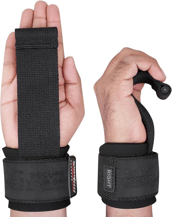 Gym Lifting Dowel Straps Neoprene Padded Wrist Wraps for Weight Training, Bodybuilding & Fitness – Wrist and Grip Support, 2 Pack (Jet Black)