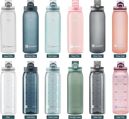 30oz Sport Water Bottle with Time Markers, Large Durable Gym Plastic Bottle Tritan BPA Free for Fitness, Outdoor Enthusiasts, Leakproof Gray (Pack of 1)