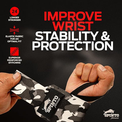 Spinto Fitness 24” Wrist Wraps for Weightlifting USPA‑Approved Powerlifting Competition Wrist Support with Thumb Loop Heavy Duty Grip Strength Gym Accessories for Men & Women