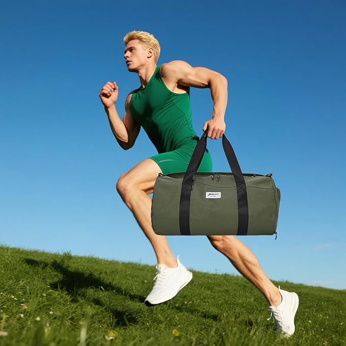BE SMART Waterproof Mens Gym Bag with Shoe Compartment, Duffle Bag with Wet Pocket for Men, Lightweight Large Sport Duffel Bag With Tpu Pocket for Travel, Sports, Fitness & Workout(Olive Green)