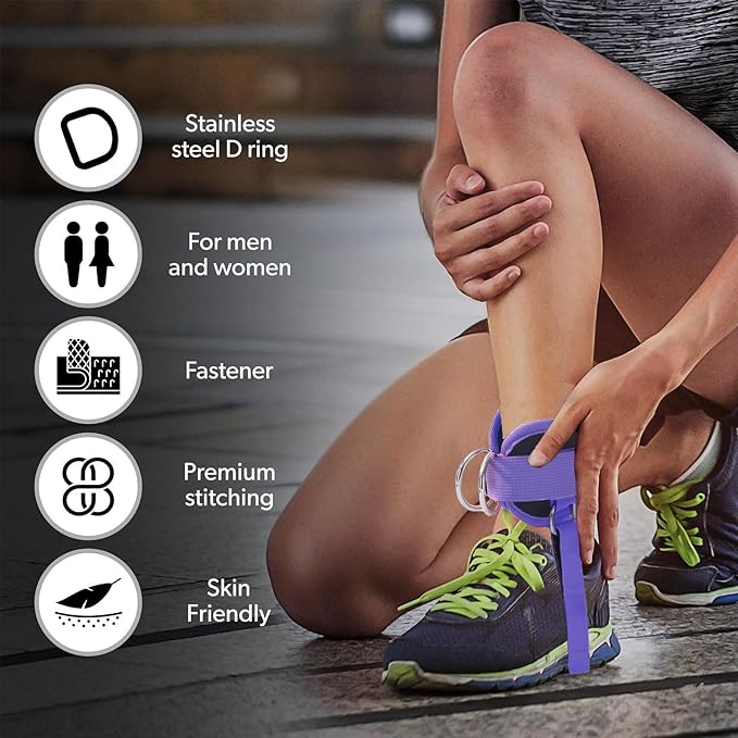 Ankle Straps for Cable Machines Kickbacks - Adjustable Comfort Ankle Cable Attachments for Gym Ankle Cuff Cable Machine Glute Kickback Straps - Leg Extensions, Curls & Ankle Cuffs Women