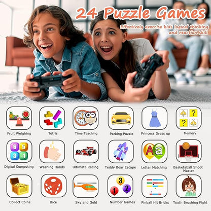 Kids Smart Game Watch with 24 Games HD Touch Screen Video Camera Music Player Pedometer Flashlight Alarm Clock 12/24 hr, Gifts for 5-12 Year Olds Boys Orange