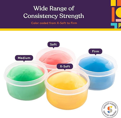 Special Supplies Therapy Putty for Teens and Adults - Resistive Hand Exercise Stress Relief Therapy Putty Kit, Set of 4 Strengths, Three Ounces of Each Putty (Primary Colors)